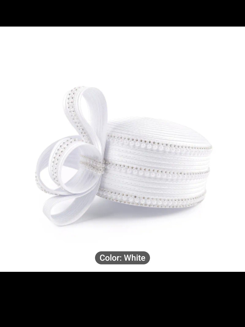 White Pillbox Fascinator Hat with Decorative Bow
